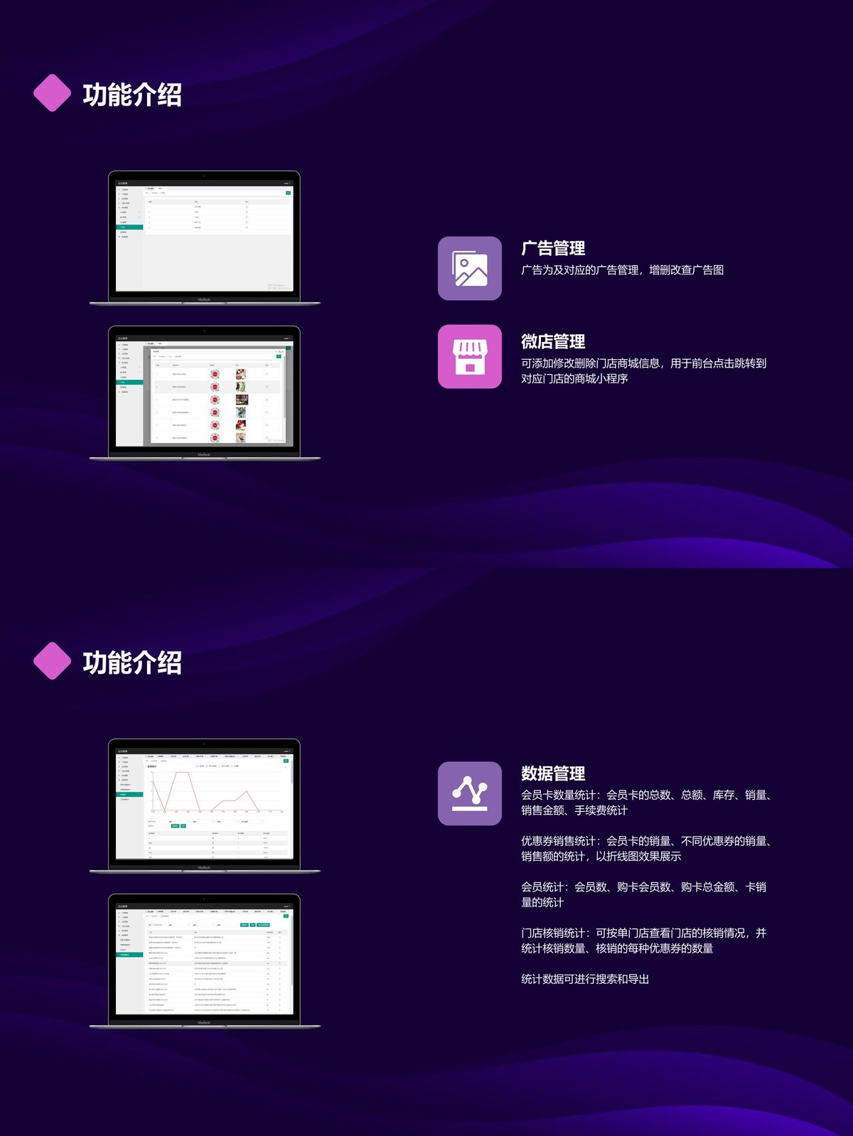 电子会员卡小程序-后台订单与数据统计
